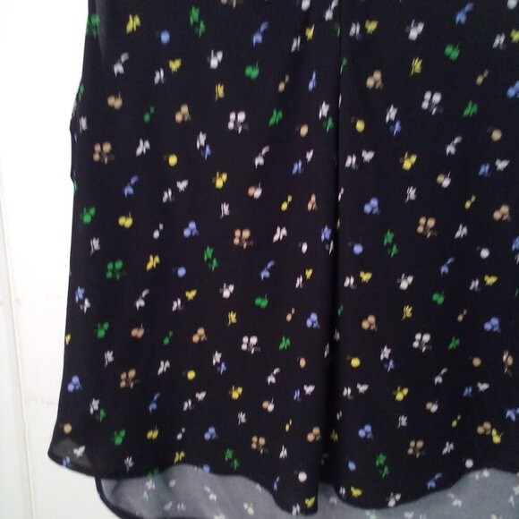 Ann Taylor Blouse Women XL Sleeveless V-Neck Floral Black Colorful - Picture 5 of 16